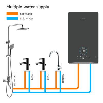 Calentador de agua eléctrico instantáneo con pantalla táctil para baño