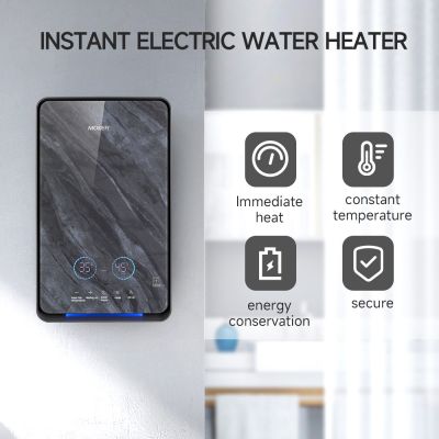 Calentador de agua eléctrico instantáneo de 5 velocidades con pantalla táctil LED.