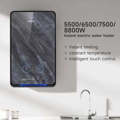 Calentador de agua eléctrico instantáneo de 5 velocidades con pantalla táctil LED.
