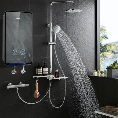 Calentador de agua eléctrico instantáneo de 5 velocidades con pantalla táctil LED.