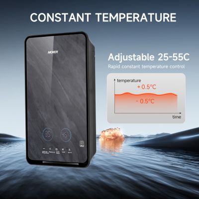 Calentador de agua eléctrico instantáneo de 5 velocidades con pantalla táctil LED.