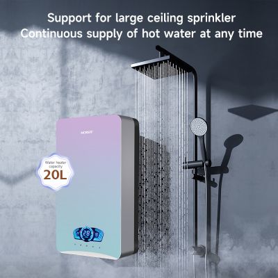 Calentador de agua eléctrico instantáneo con control por voz inteligente y pantalla táctil. Calentamiento rápido.