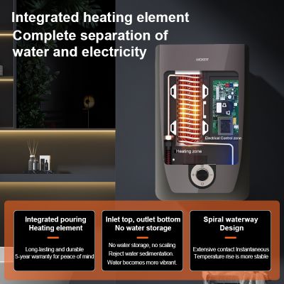 Calentador de agua instantáneo sin tanque de bajo consumo para hoteles y hogares.